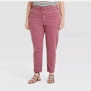 (NWOT) Ava & Viv Paper bag Waist Rose Jeans 22w